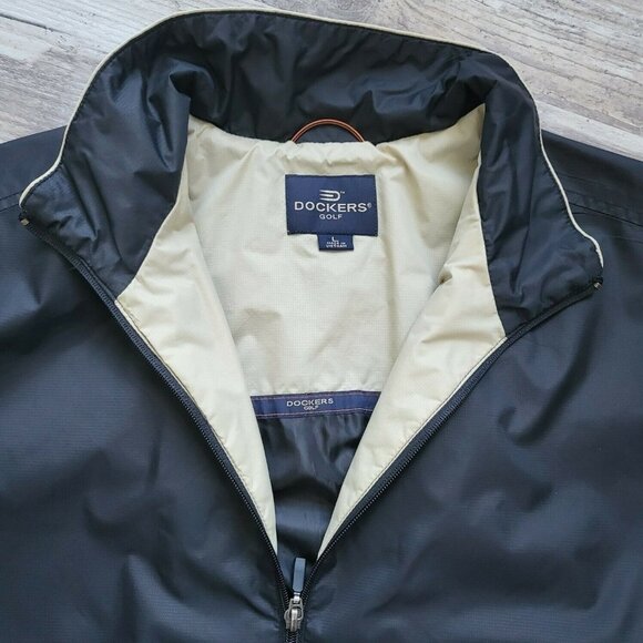 Dockers Golf Mens Blue Long Sleeve Collared 1/4 Zip Windbreaker Jacket Large - Picture 8 of 11